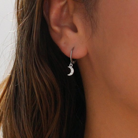 Delicate Moon Stainless Steel Cuff Earrings - Picture 2 of 3